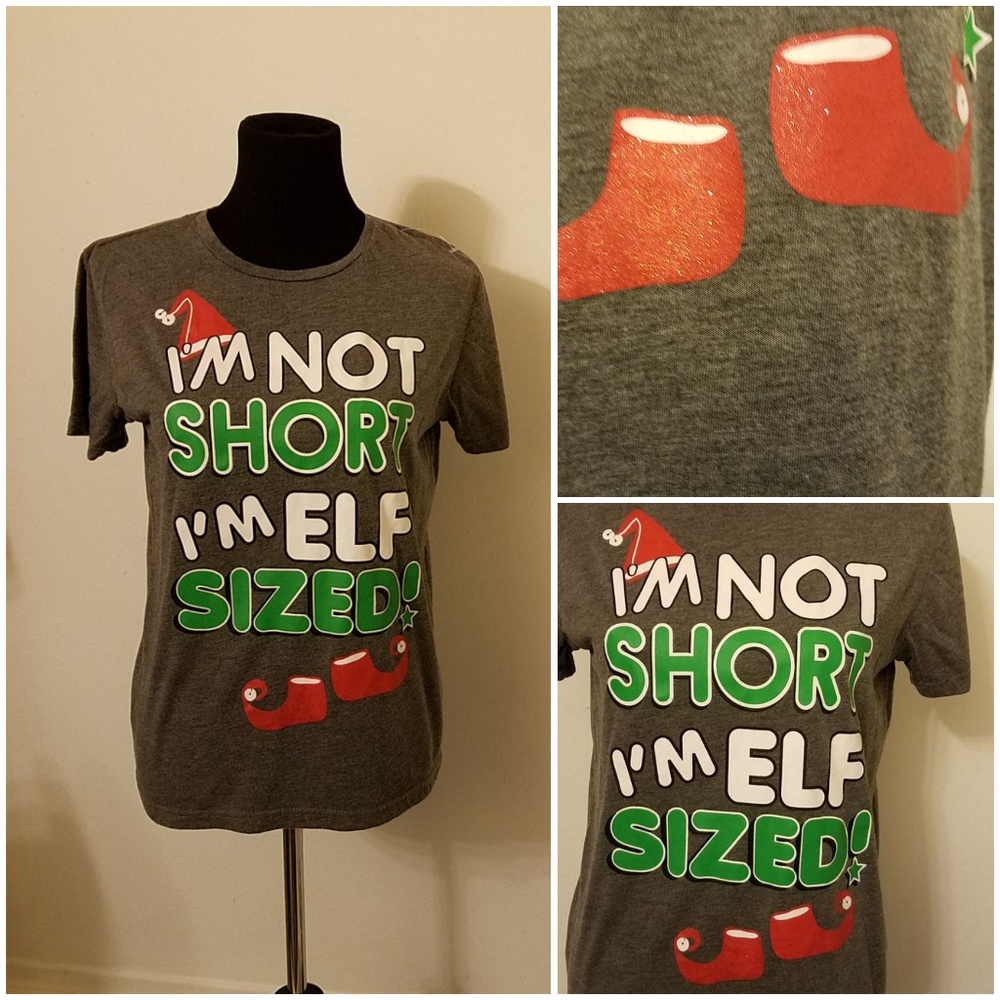 Christmas sprkling elf words grey tee